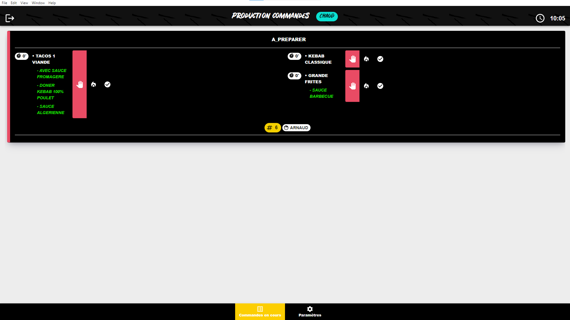 Écran lieu de production KDS